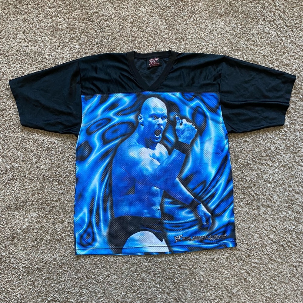 Vintage 1999 WWF World Wrestling Stone Cold “Raw Is War” Jersey Men’s Size LARGE